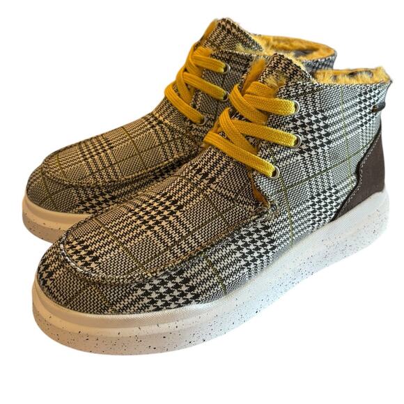 NIB Romika Helsinki 02 Boots Women's Size 38 US 7.5 M Plaid Black Yellow Fuzzy - Picture 2 of 8